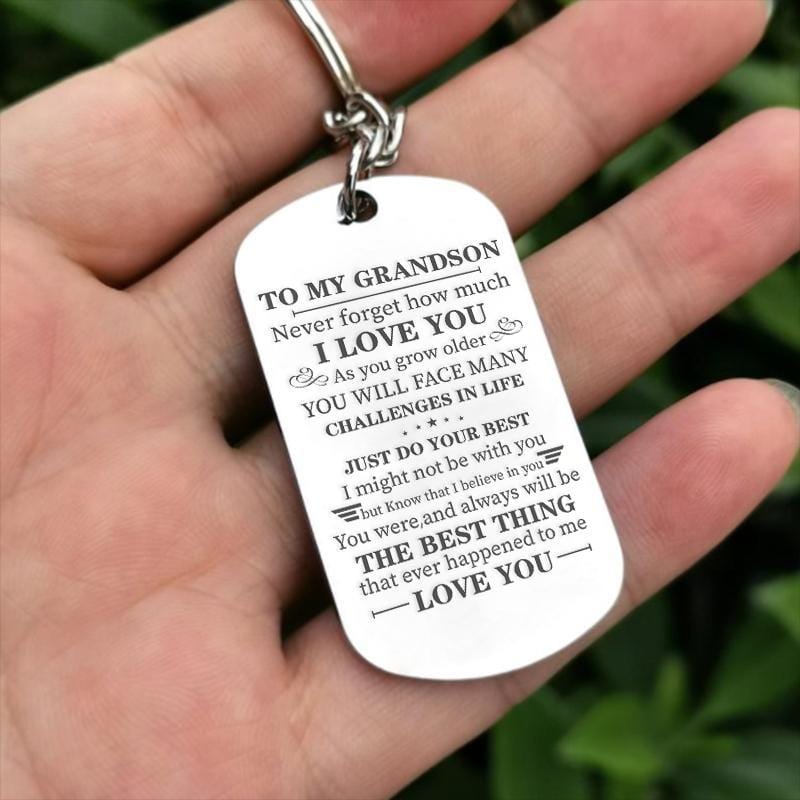 To My Grandson - Just Do Your Best - Inspirational Keychain – Voowow