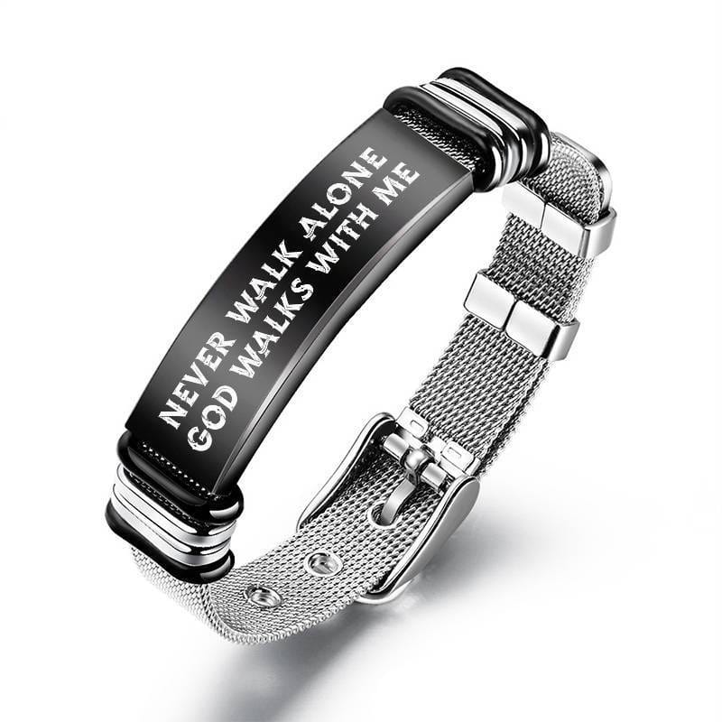 God Walks with Me - Stainless Steel Bracelet