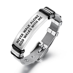 God Walks with Me - Stainless Steel Bracelet