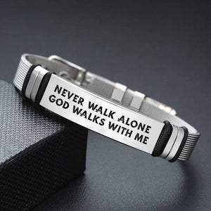 God Walks with Me - Stainless Steel Bracelet