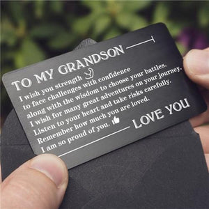 To My Grandson - Listen To Your Heart - Engraved Wallet Card