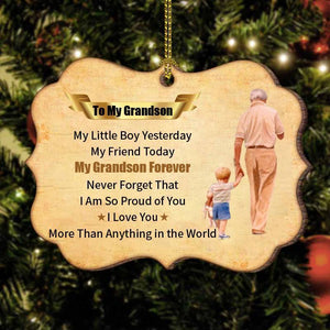 To My Grandson-My Grandson Forever- Wood Ornament