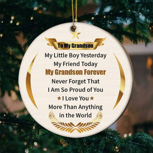 To My Grandson-My Grandson Forever- Wood Ornament