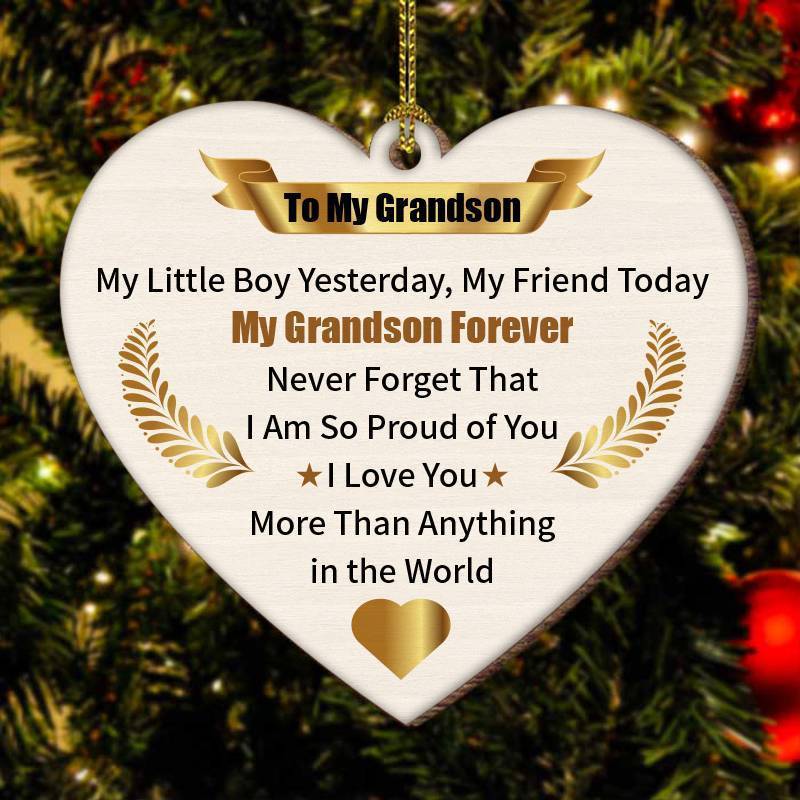 To My Grandson-My Grandson Forever- Wood Ornament