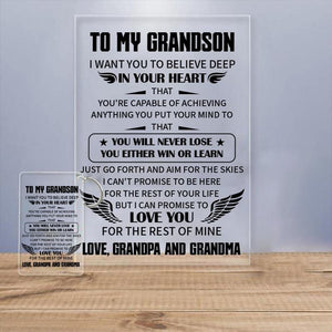 To My Grandson - You Will Never Lose Keychain and Nigh Light Plaque